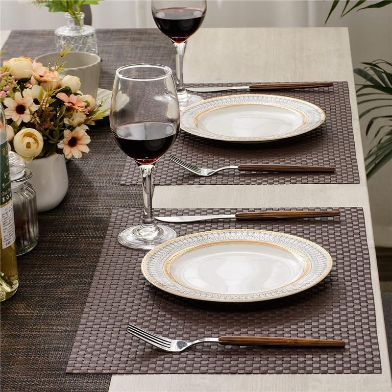 Woven Placemats Western Thermal Insulation Non-Slip Table Mats Plate Home Decoration(D)