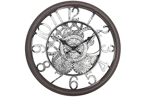 Presentime 12" Farmhouse Gear Clock: Industrial Charm for Timeless Perfection