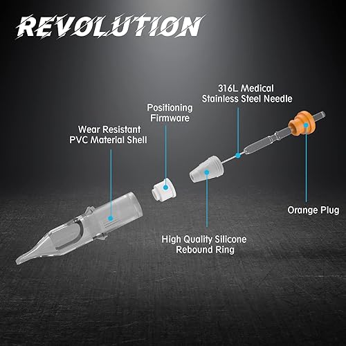 Vista 14 de EZ - 20 agujas de cartucho de tatuaje #10 (27RM) Bugpin redondas/curvadas Magnum desechables para máquina rotativa de tatuaje, pistola de bolígrafo