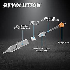 EZ Tattoo Cartridge Needles - 20Pcs 12 (14RS) Standard Round Shader Medium Taper Disposable Tattoo Needles Cartridges for Rotary Tattoo Machine Pen Gun - Revolution