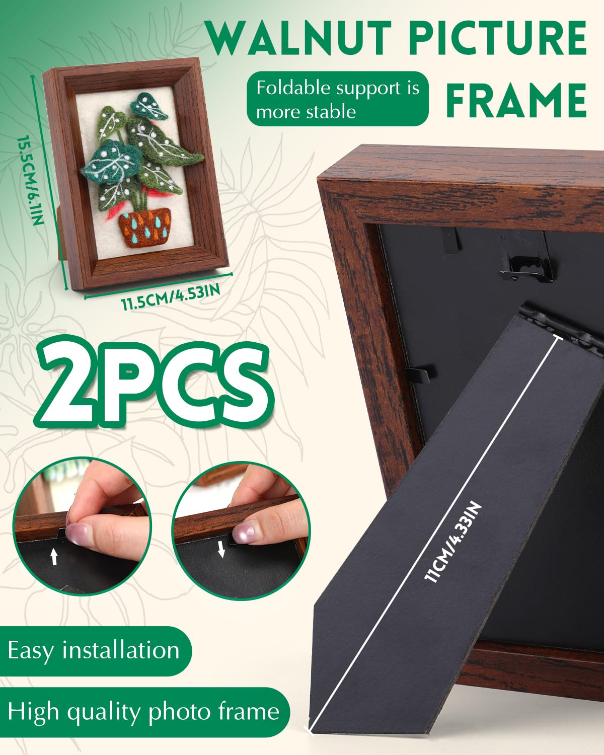 OEHPICC Nadelfilz-Set für Anfänger mit Rahmen, 2 Stück Topfpflanzen, Wollfilz-Malset, All-in-One-Bastelset mit Filznadeln, Filzpad, Stoffblatt, Schritt-für-Schritt-Anleitung (evtl. nicht in deutscher