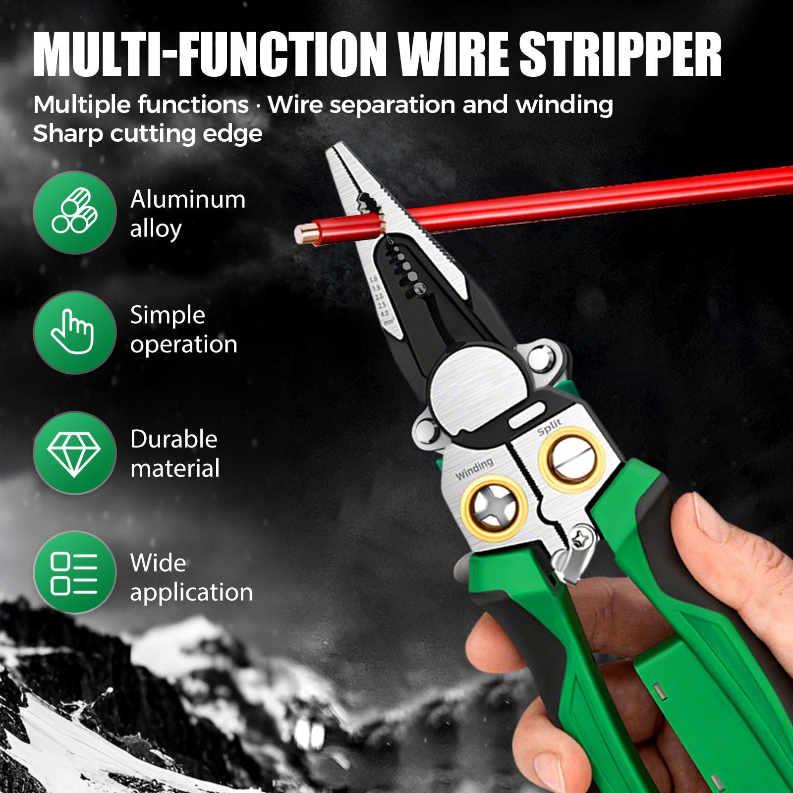 Pelacables 8 en 1 con probador de voltaje, alicates para electricistas, herramienta de pelado de cables multifunción para cortar, pelar, prensar, reparar