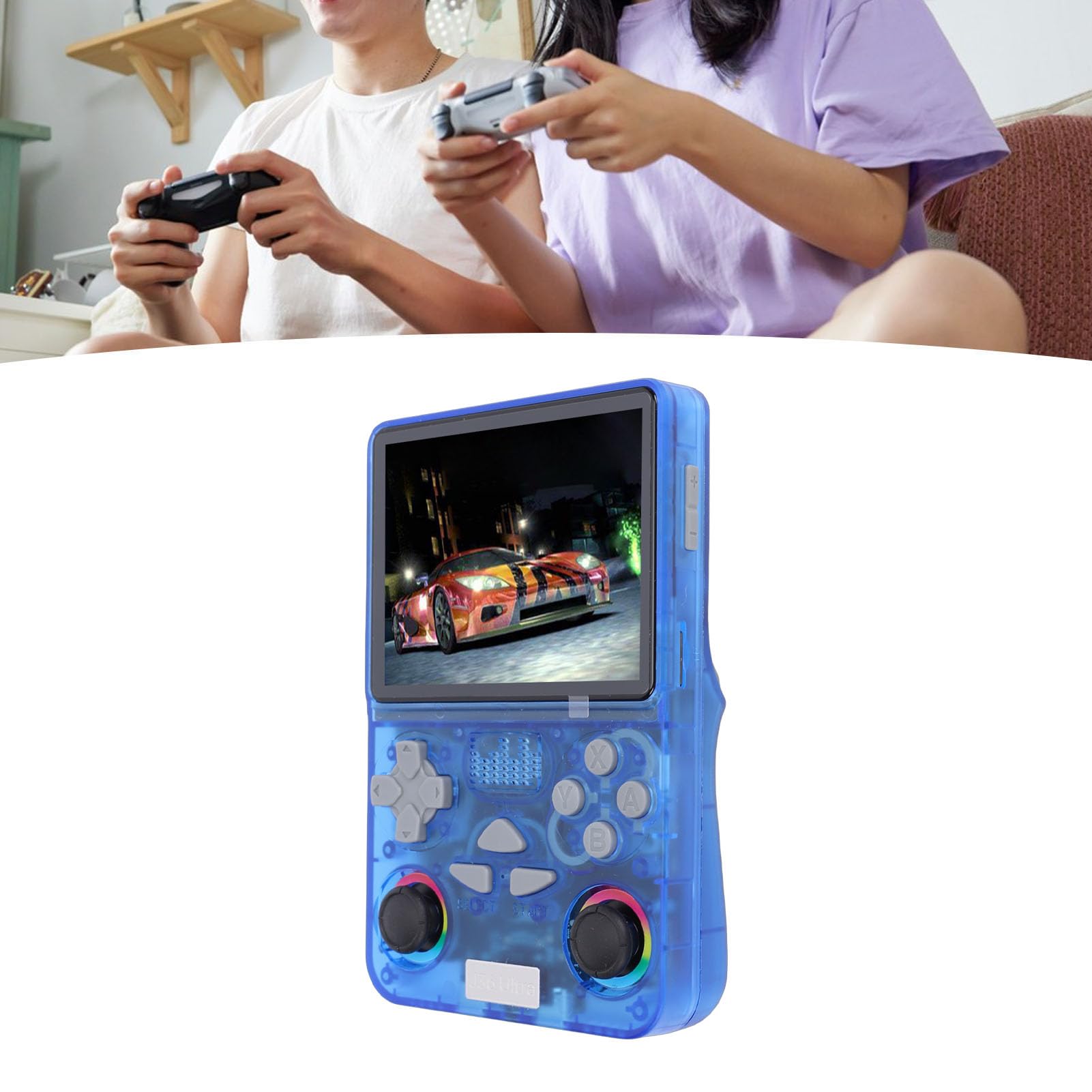 Generic Console di Gioco retrò WiFi Portatile Memoria da 64 GB Batteria a Lunga Durata Schermo da 4 Pollici per Viaggi (BLUE)