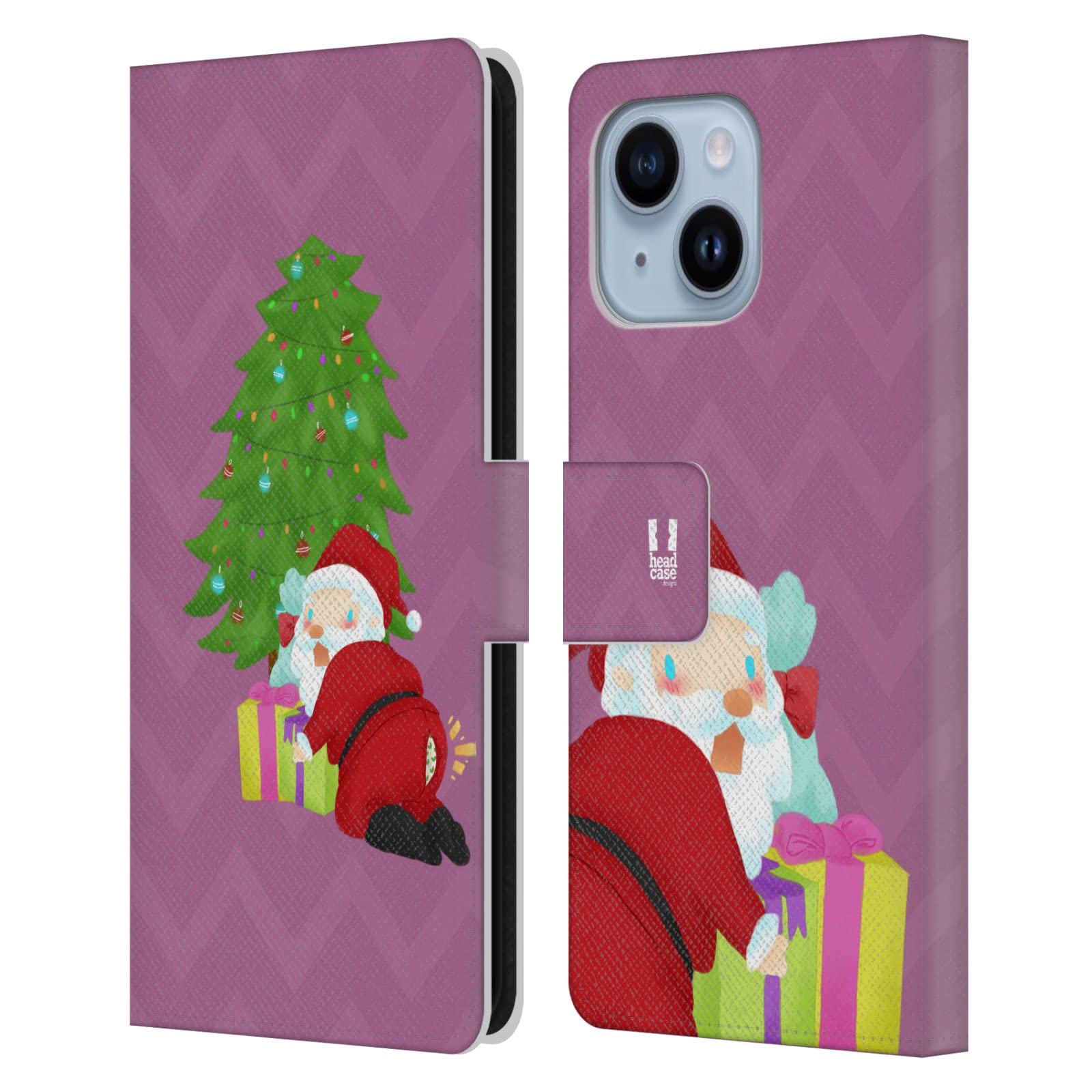 Étui portefeuille iPhone 14 Plus résout les écrans brisés avec style cuir Noël - 7