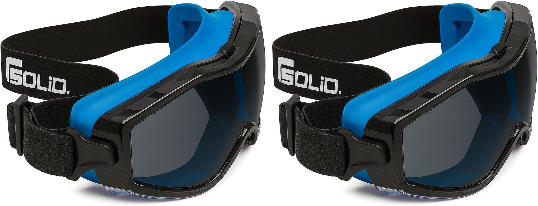 SolidWork Safety Goggles Anti-Fog Clear Lens with Adjustable Elastic Headband. Protective Eyewear for Men & Women