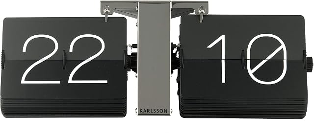 Karlsson Flip Watch No Case czarny, podstawa chromowana, metal, czarny, 8,5 x 36 x 14 cm