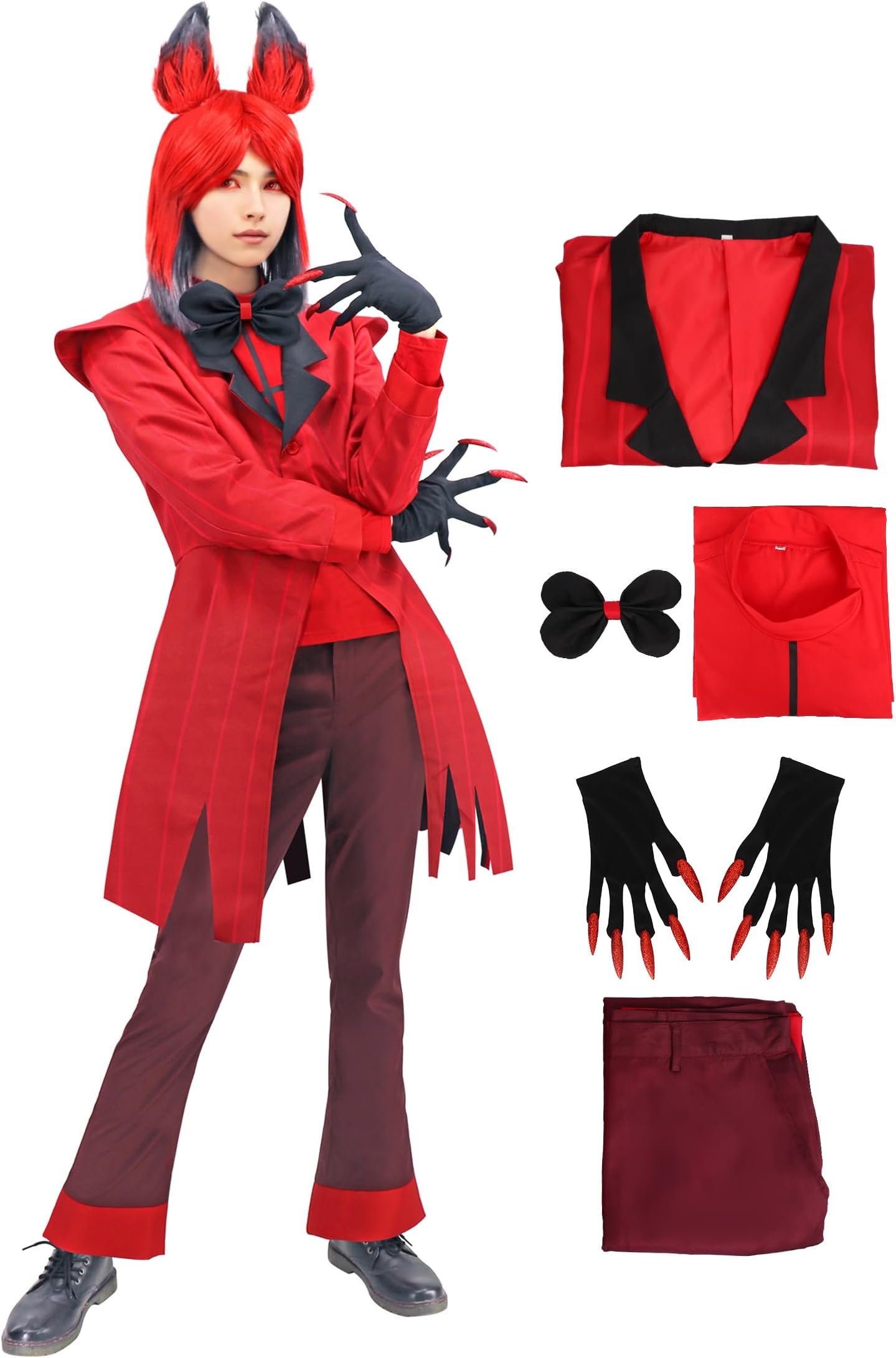 C-ZOFEKAlastor Cosplay Costume Jacket Outfits with Tie and Glove