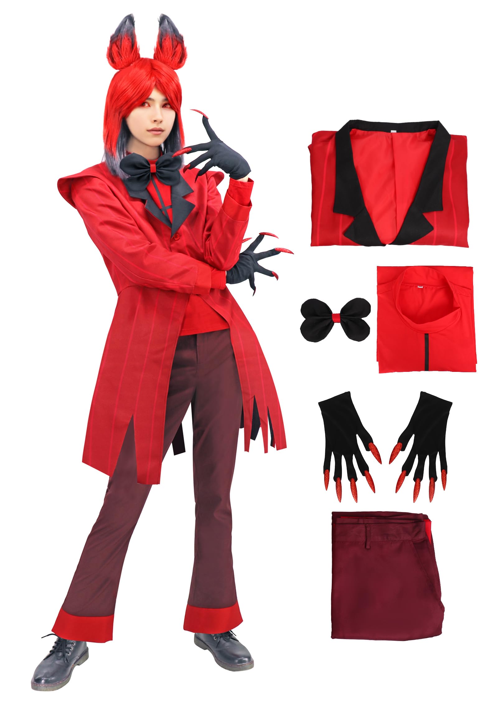C-ZOFEKAlastor Cosplay Costume Jacket Outfits with Tie and Glove