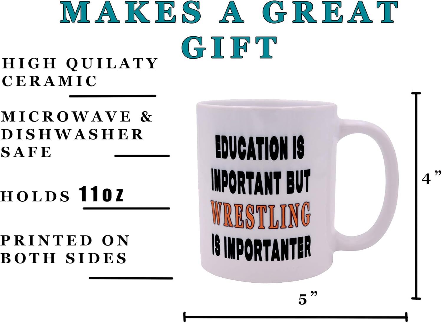 Rogue River Tactical Funny Sarcastic Coffee Mug Education is Important But Wrestling Is Importanter Novelty Cup Wrestler - Image 3