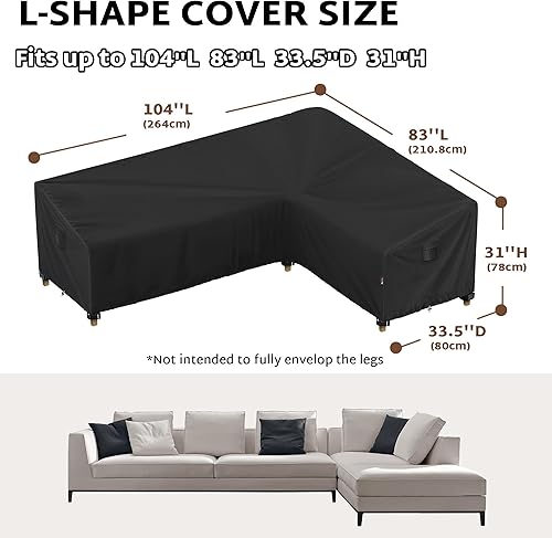 Vista 55 de iBirdie Funda modular para exteriores de 85 x 85 pulgadas, 84 x 84 pulgadas, 83 x 83 pulgadas, 82 x 82 pulgadas, en forma de L, impermeable, Negro