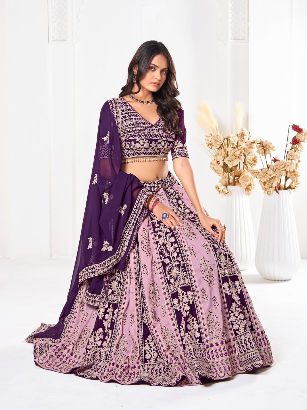 STELLACOUTURE Ready to Wear Lehenga Choli Set for Women, Designer Indian Traditional Wedding Navratri Party 335-O
