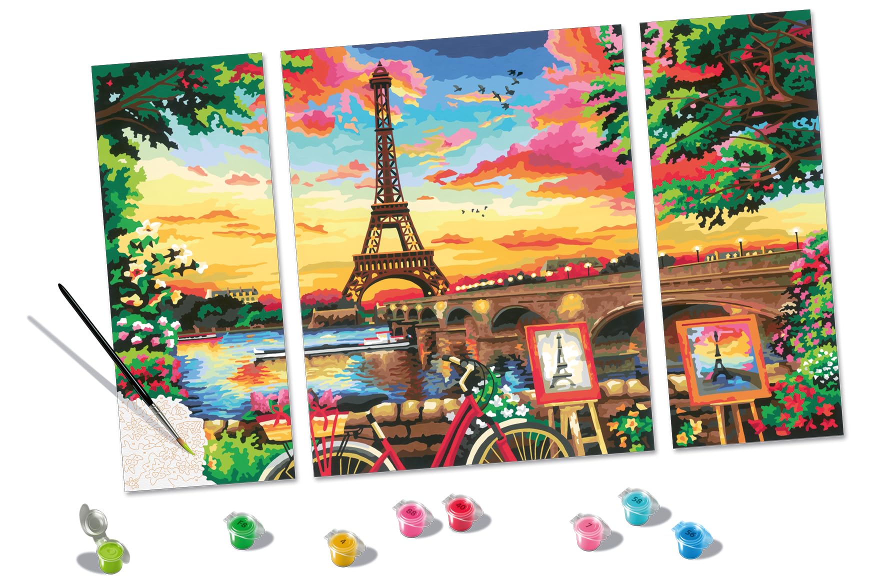 Ravensburger – CreArt format 80x50cm – Triptyque – Paysage des Cinque Terre Italie – Loisir créatif – Peinture par numéros adulte - Activité détente et créative – Dès 12 ans – 23529
