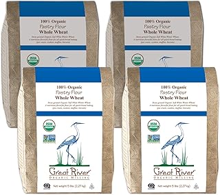 Great River Organic Milling, Specialty Flour, Whole Wheat Pastry Flour, Stone Ground, Organic, 5-Pounds (Pack of 4)