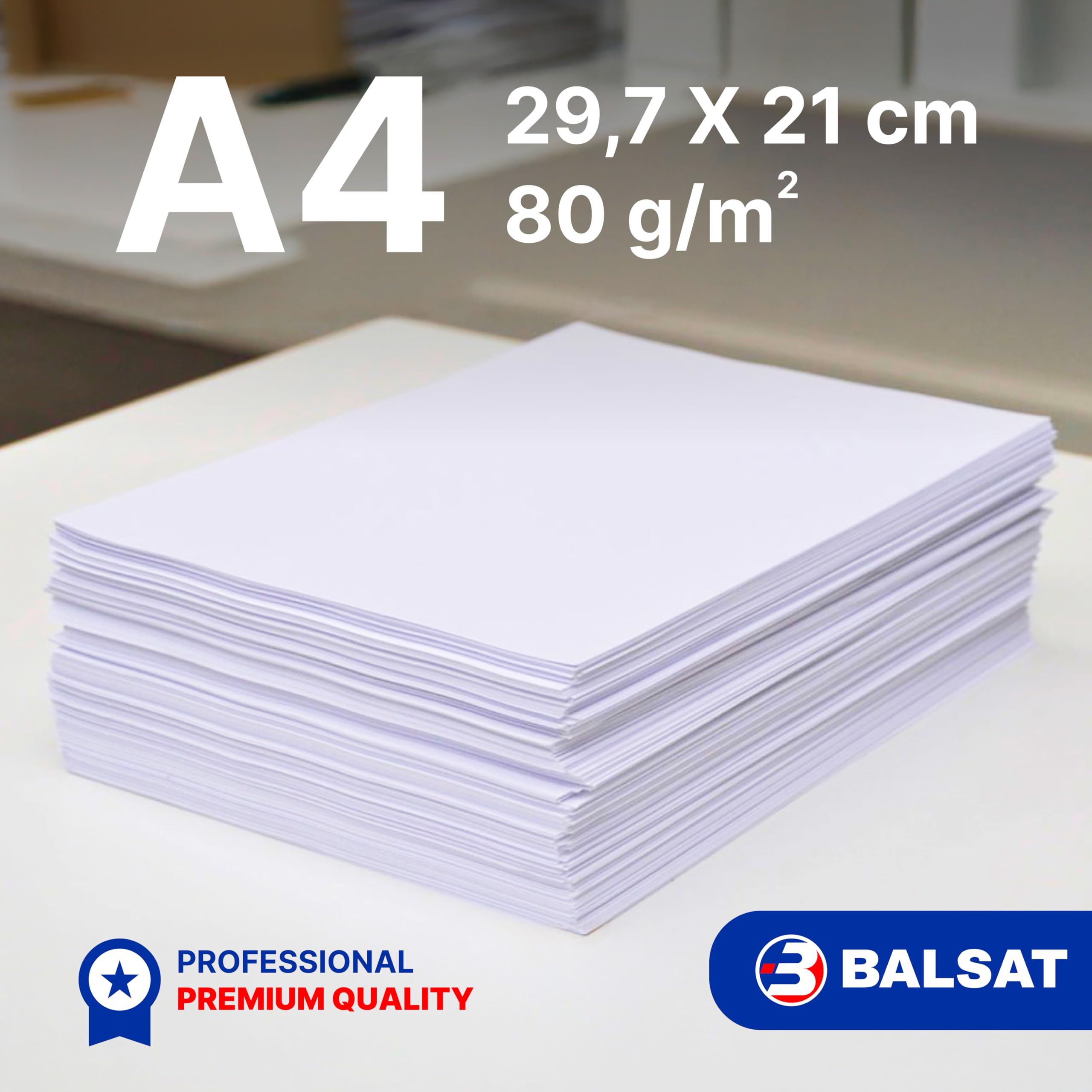BALSAT Folios DIN A4 80 gramos, 500 hojas, Paquete de 500 Unidades - Papel de Oficina (2500)