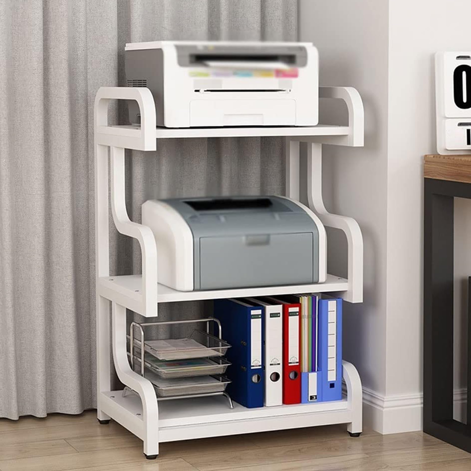 Meuble TV d'angle pour petits espaces gain de place blanc 3 niveaux