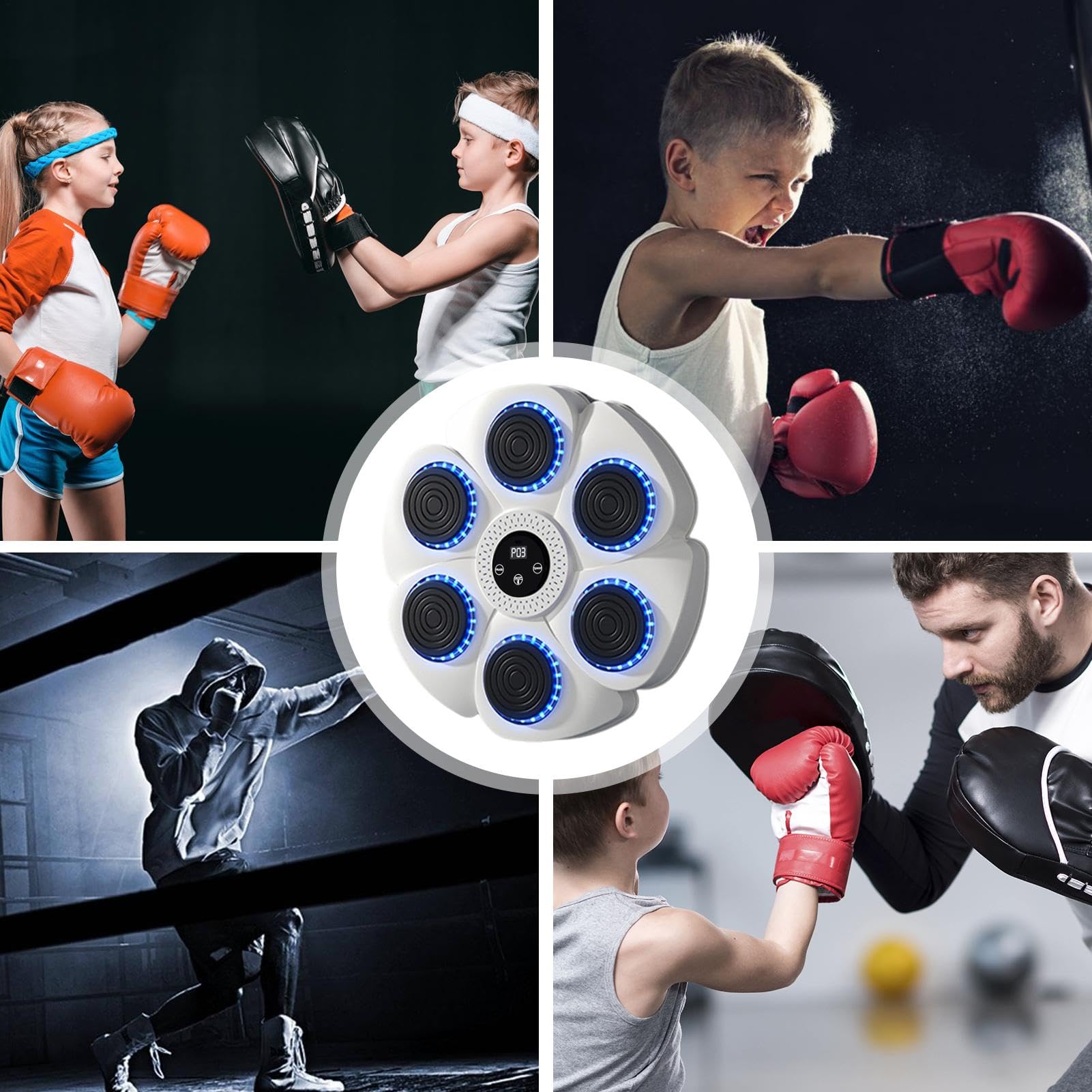 Music Boxing Machine | Macchina da Boxe Musicale | Macchina da Allenamento Musicale | Macchina Elettronica A LED | Tira Pugni con Musica | 9 modalità, 18 velocità | per Adulti E Bambini