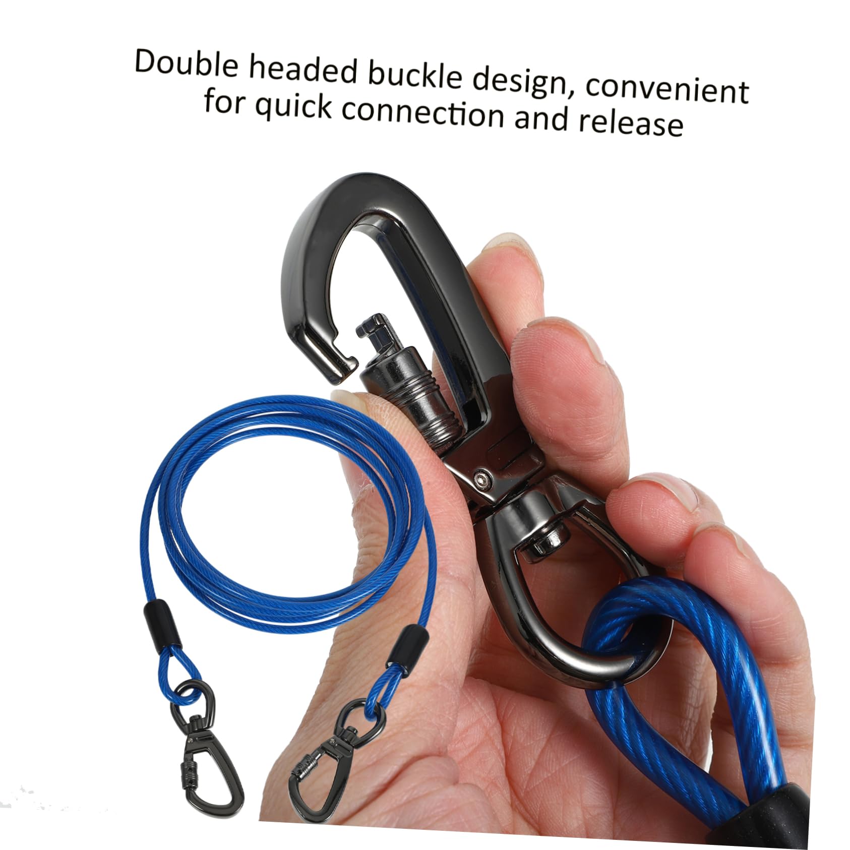 Guinzaglio Addestramento Cane Corda in Filo D'acciaio Blu | Doppio Aggancio in Lega di Zinco, Rivestimento Pvc, Leggero e Delicato sulla Pelle