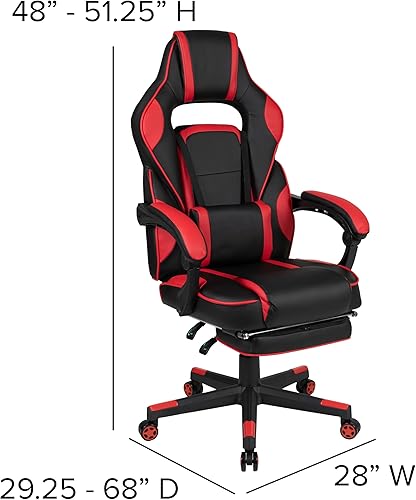 Miniatura 309 de Flash Furniture Juego de escritorio para juegos negro y silla de carreras blanco/negro con soporte para tazas, gancho para auriculares y soporte