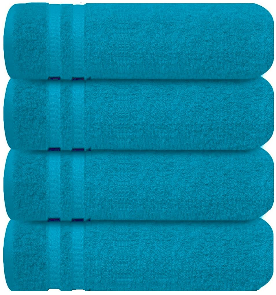 manucci 4 Pack Extra Large Bath Towels 90x150CM 100% Egyptian Cotton Jumbo Bath Sheets 500GSM Highly Absorbent Hotel Gym Shower Saloon Towel (Teal/Turquoise)