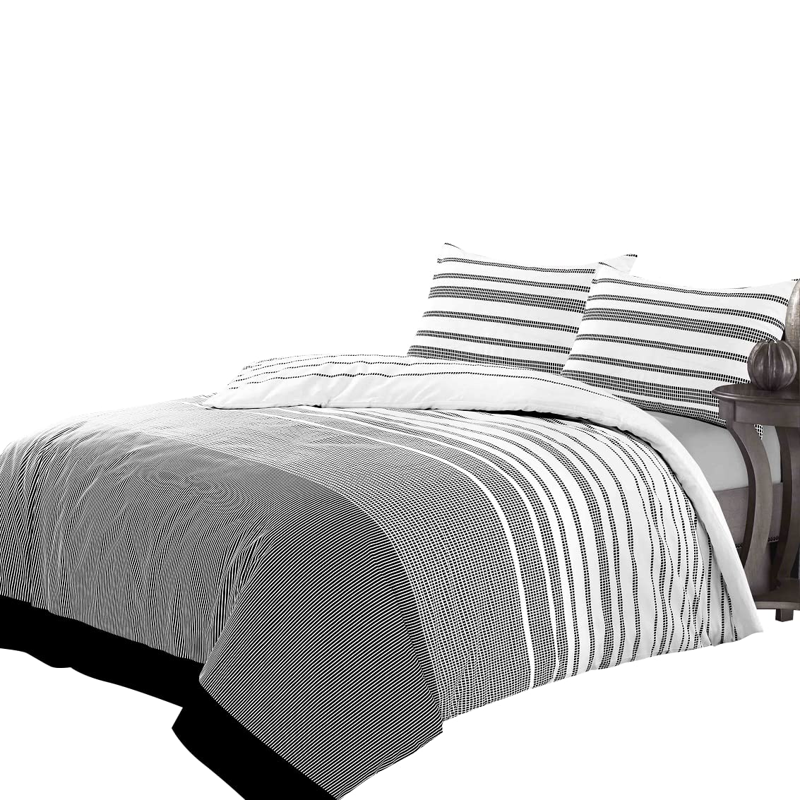 Rohi Luxury Printed Single Duvet Cover Set in Maximus White and Black | 1x Single Bed Duvet Cover 137 x 200cm | 1x Pillow Cover 50 x 75cm(Single, Maximus White Black)