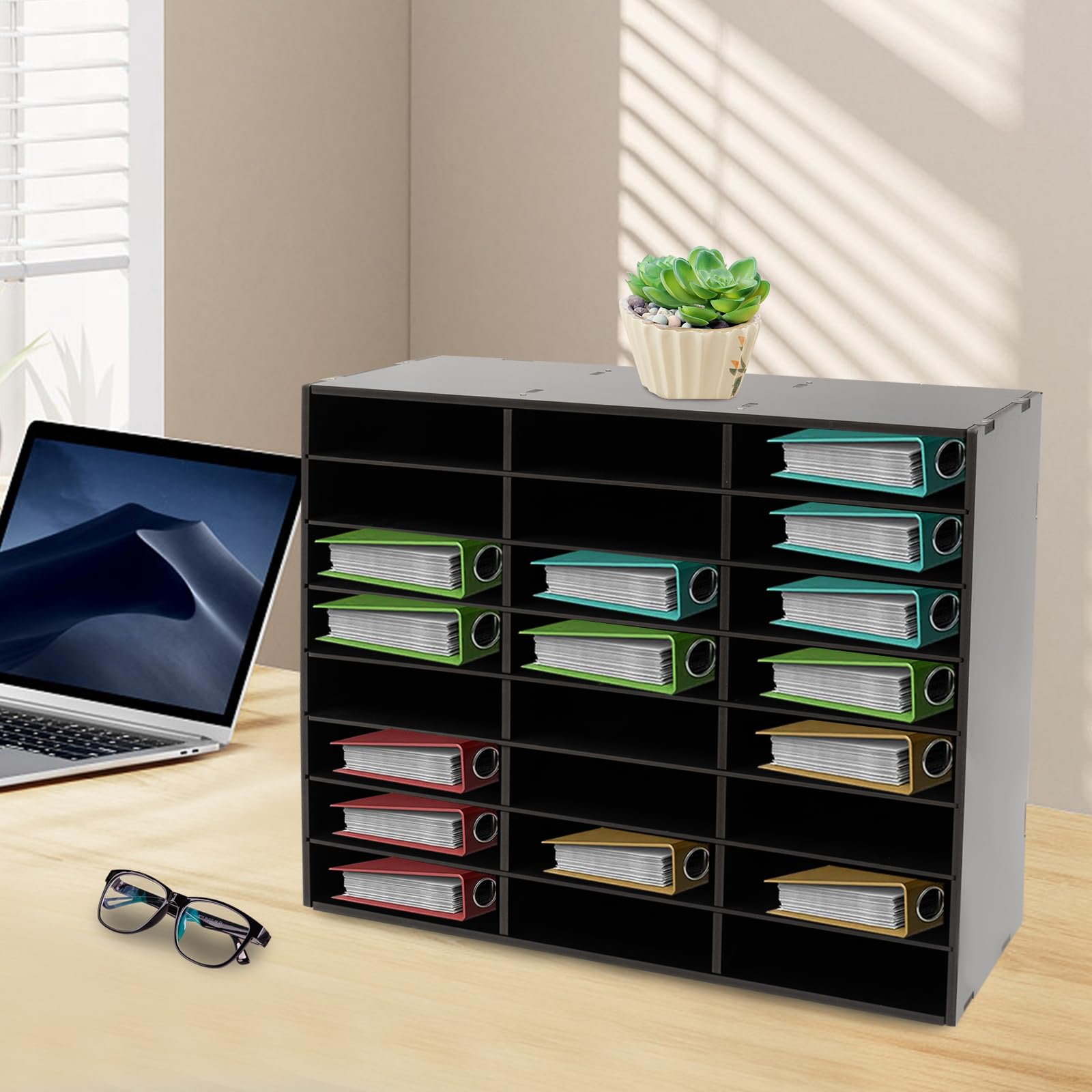 24 scomparti per lettere, portadocumenti, organizer per documenti, formato A4, portariviste, portata: 60 kg, per lavori scolastici, libri, riviste, documenti