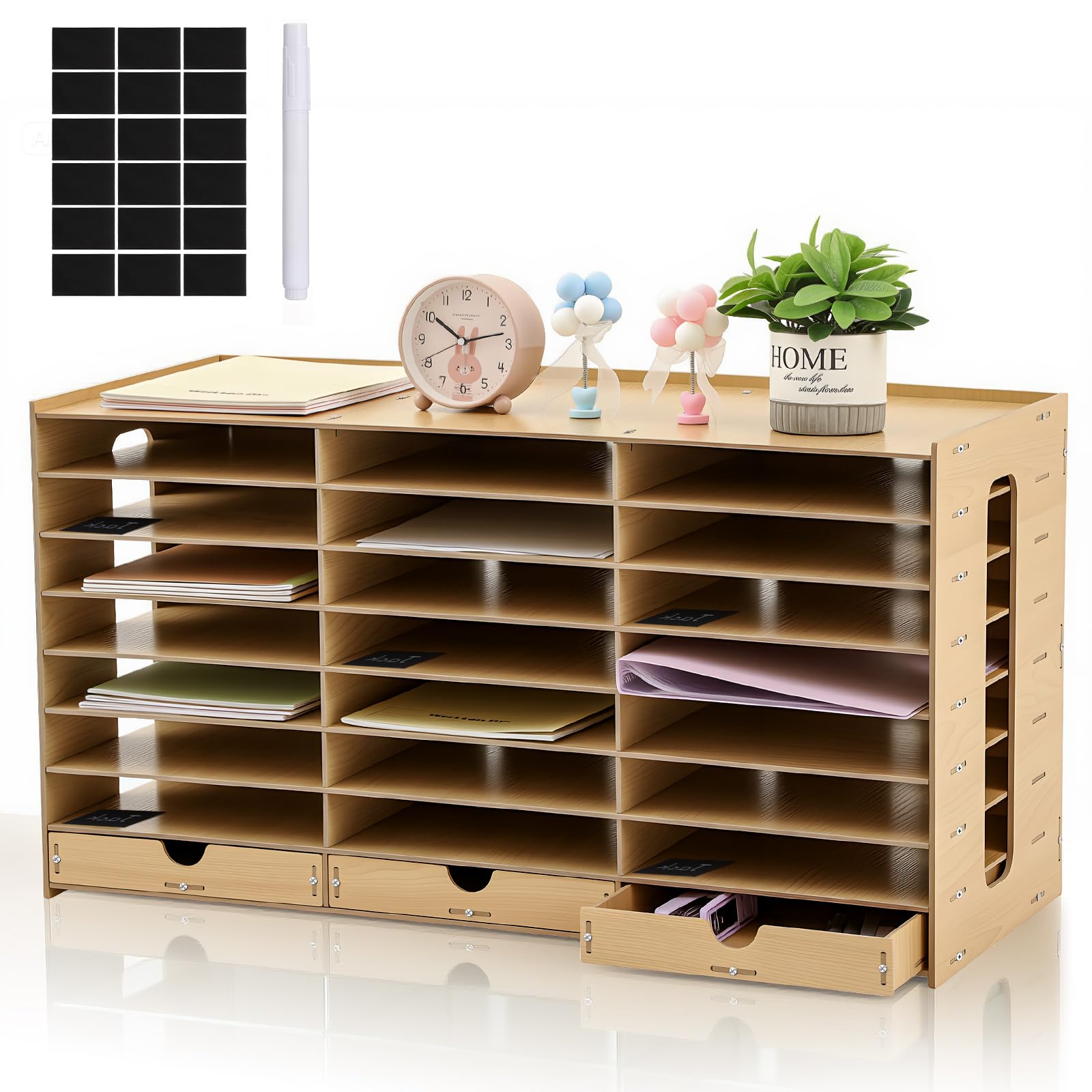 Colingmill Buzones de madera para el aula para profesores, estudiantes, para aula, literatura, organizador de papel, compartimentos con cajones, configuración fácil y resistente para el hogar, oficina