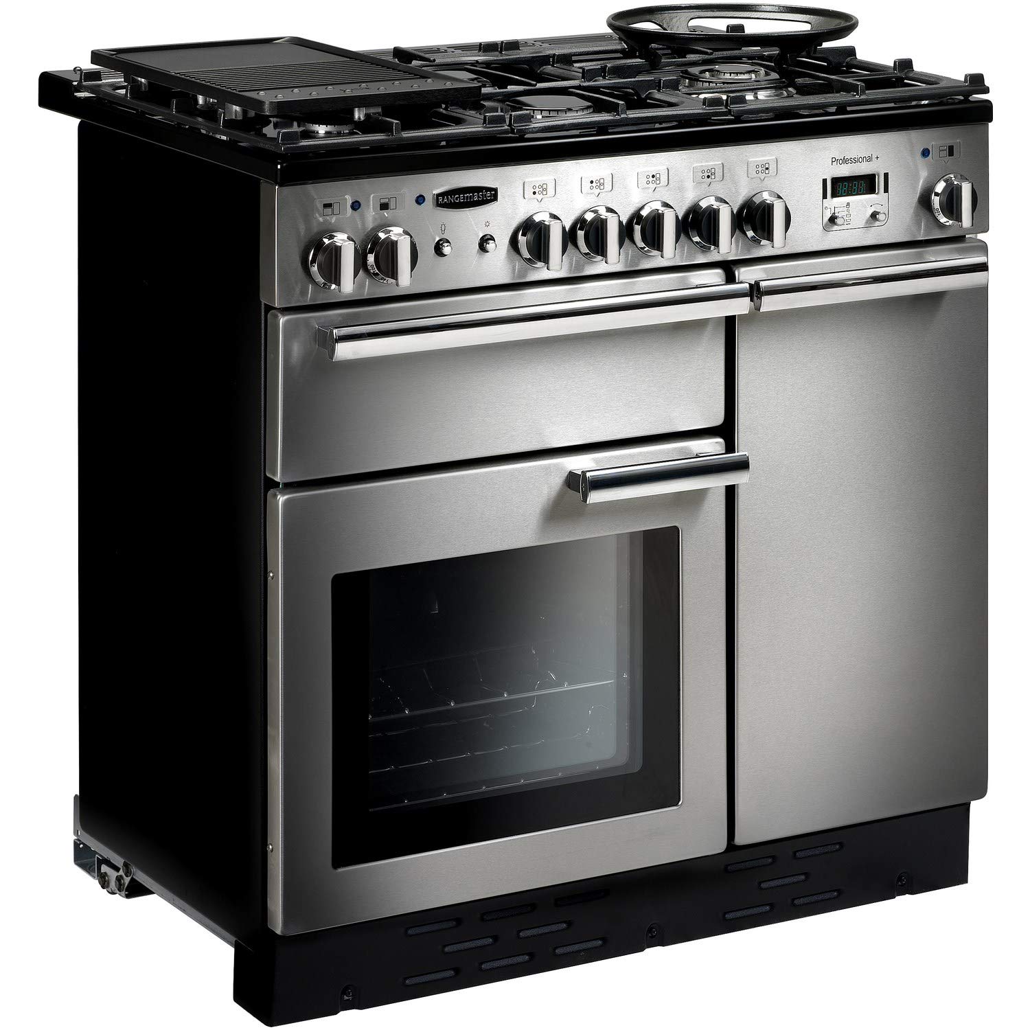 Rangemaster PROP90DFFSS/C Freestanding Range Cooker, Two Fan Ovens, AA Rated, 5 Burner Gas Hob, Stainless Steel — view 7