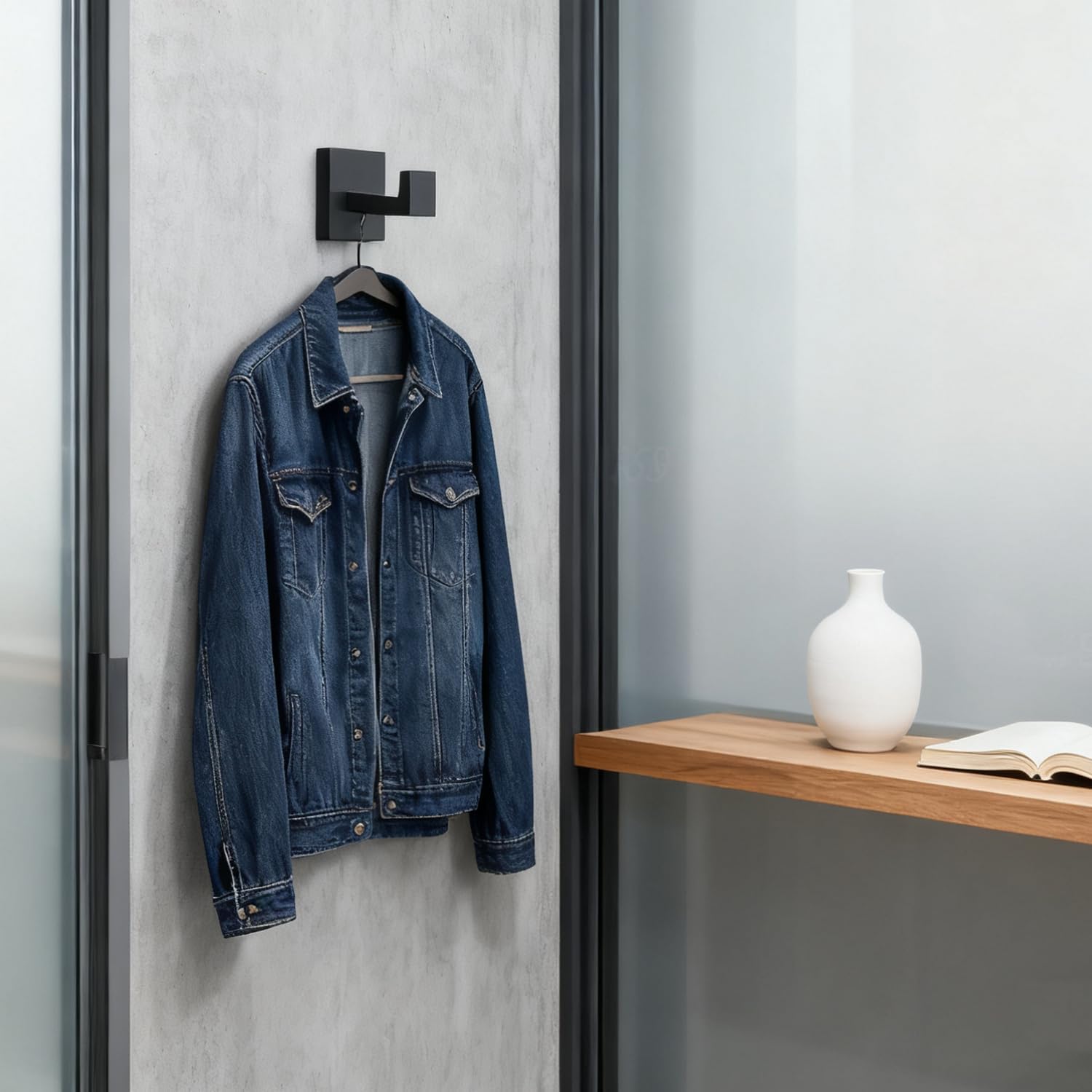 4 Pack Matte Black Robe Hook Wall-Mounted Towel Hook Coat Hanger for Bathroom Bedroom Kitchen