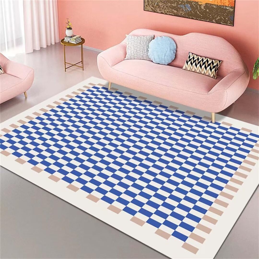 Tapis cuisine bleu géométrique 90x160cm tapis d'entrée intérieur