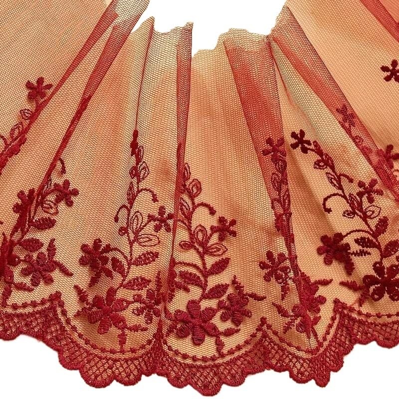 Garniture en dentelle, 5 mètres, coton brodé, maille, vêtement, couture, largeur 15cm, for l'artisanat(Black)