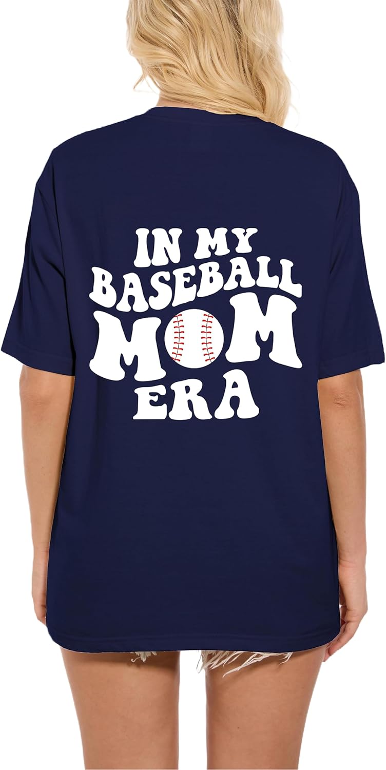 Baseball Mom Shirt Women in My Baseball Mom Era Shirt Graphic Tees Baseball Short Sleeve Tops - Image 3