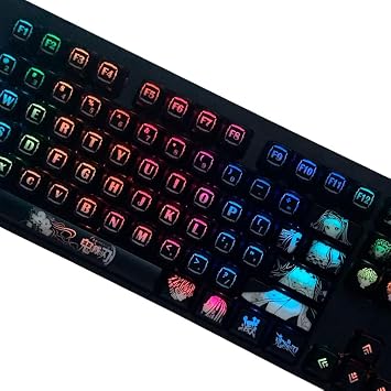 Japanese Anime Demon Slayer Translucent Keycaps 108 PBT Dye Sublimation OEM Profile for Cherry Mx Gateron Kailh Switch Mechanical Keyboard Only keycaps