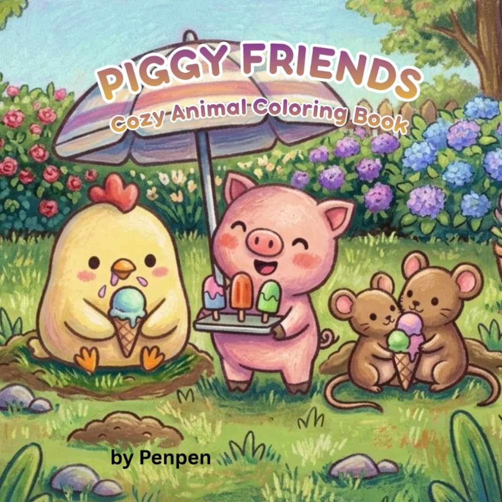 Piggy friends: Cozy Animal Coloring Book