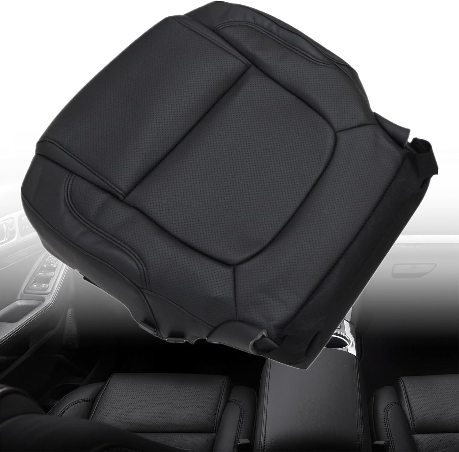 NLQR Front Driver Side Bottom Black CW Replacement Perforated Leather seat Covers Compatible with Ford Explorer 2011 2012 2013 2014 2015