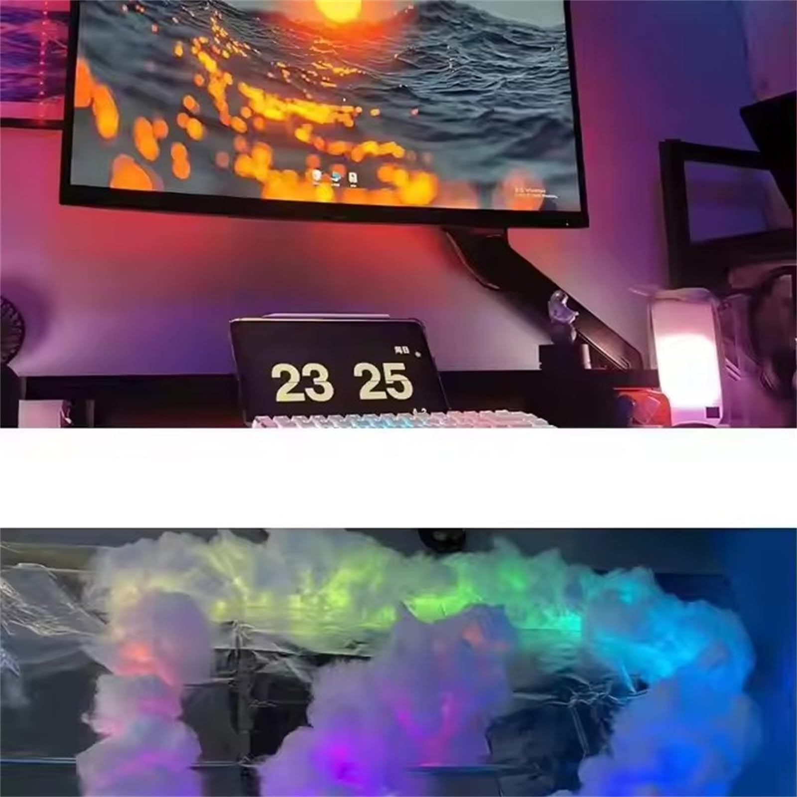Nubes LED para techo, lámpara de nube de trueno 3D de atmósfera romántica DIY, lámpara de luz decorativa de nube LED con control de aplicación para sala de juegos, dormitorio, bar, Navidad ( 20m)