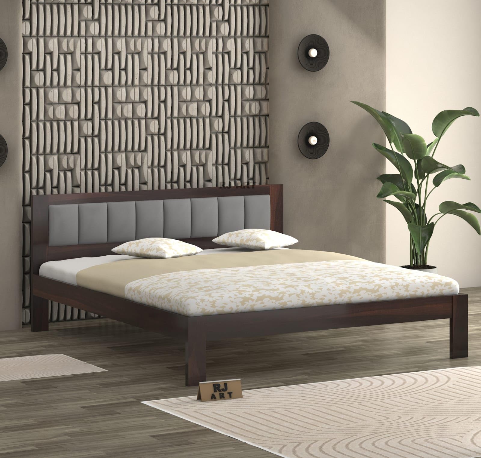 Sheesham Wood King Size Bed Without Storage | Wooden Double Beds Cot for Bedroom Furniture | Palang Double Bed for Hotel (DIY- Customer Side Self Assembly) 1 Year Warranty - Walnut-image-36