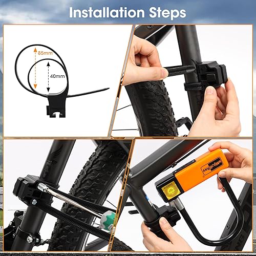 Miniatura 4 de Cerradura en U de alta resistencia para scooter eléctrico, bicicleta, bicicleta plegable -0.394 in x 4 pies de bloqueo de cable de seguridad con
