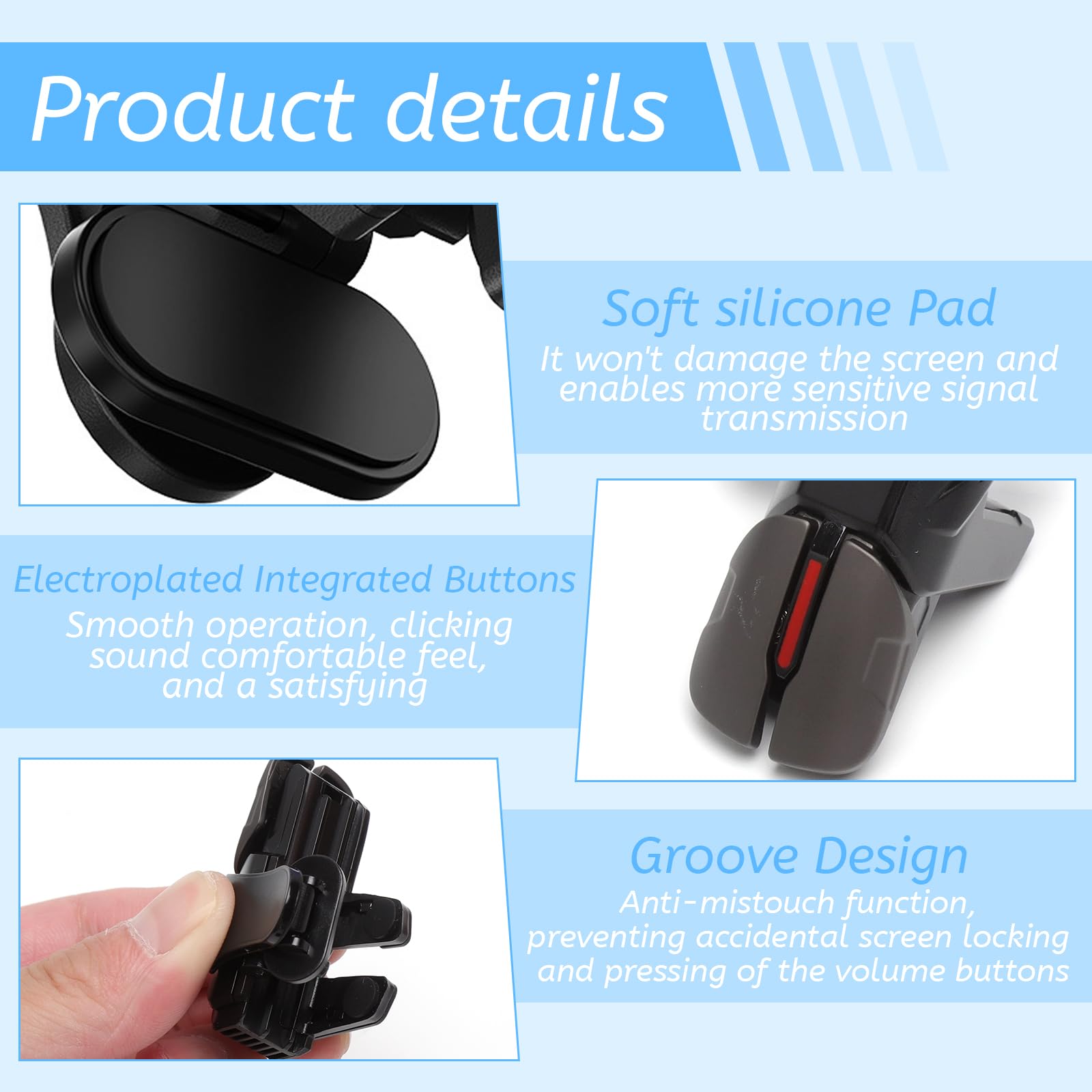 Manette Jeu Mobile Trigger Controller L1R1 L2R2, Manette Smartphone pour PUBG Mobile & Call of Duty Android iPhone iOS, Joystick Téléphone Portable & Accessoires Gaming avec Doigts Antidérapants