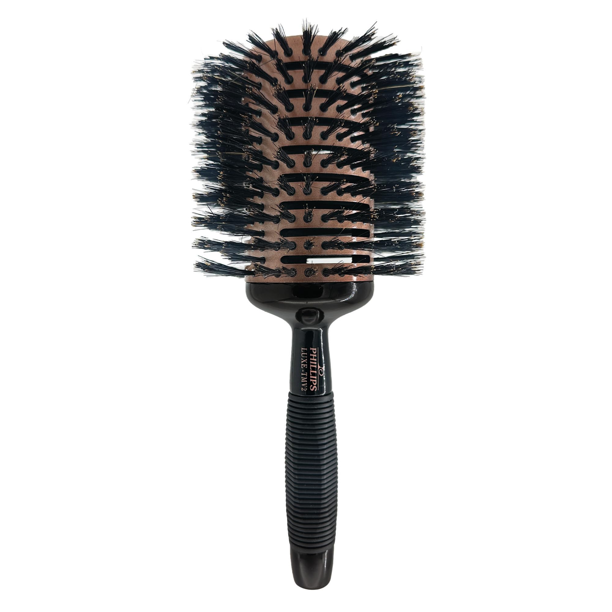 Phillips Brush Luxe Tourmaline Monster Vent 2 Professional Hair Brush (4.5” Diameter Barrel) - Vented Hairbrush Nylon Reinforced Boar Hair Bristles,