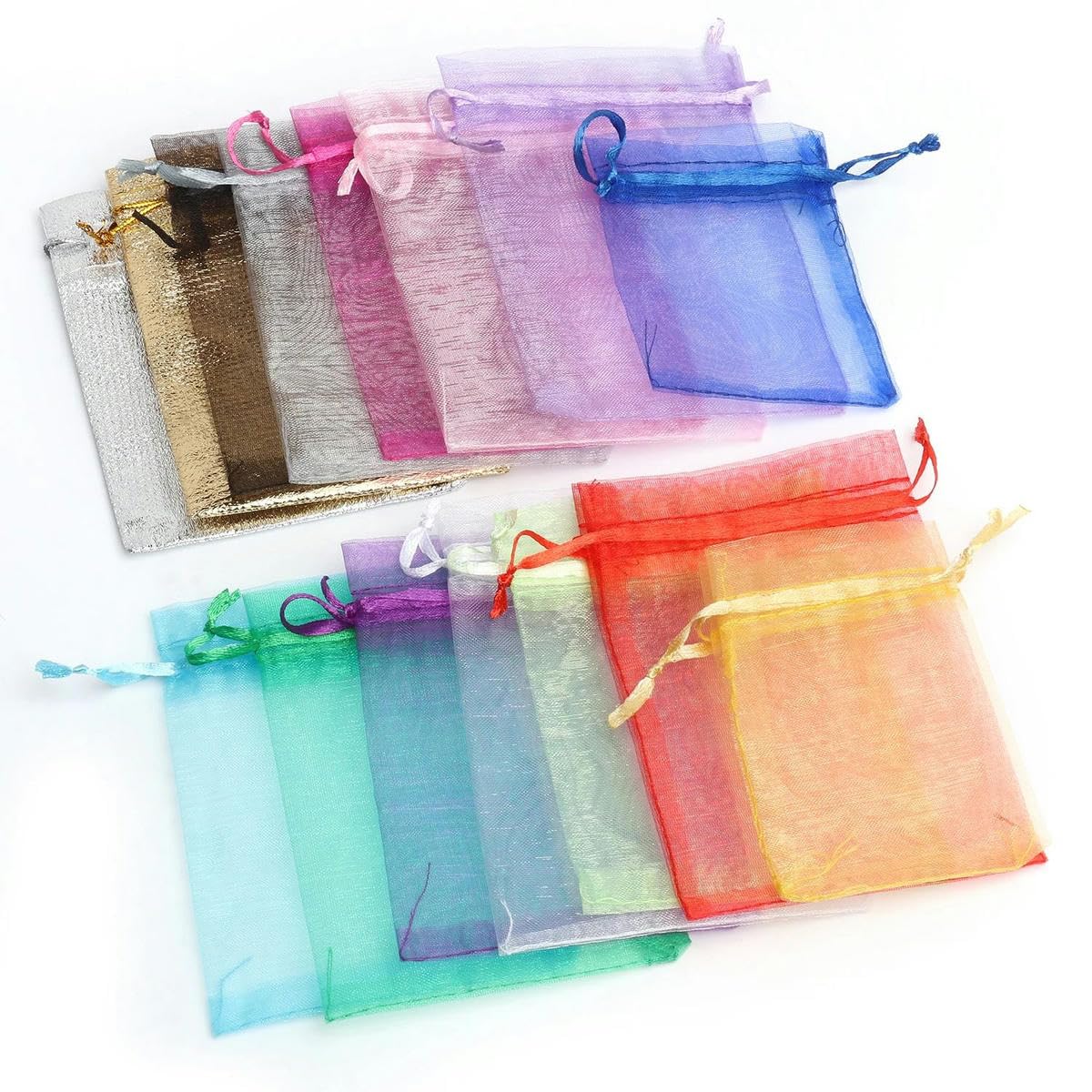 50 sztuk 7x9 9x12 10x15 Organza Torby Opakowania Biżuterii Rzemiosło Zaręczyny Wesele Dekoracja Ściągacz Woreczki