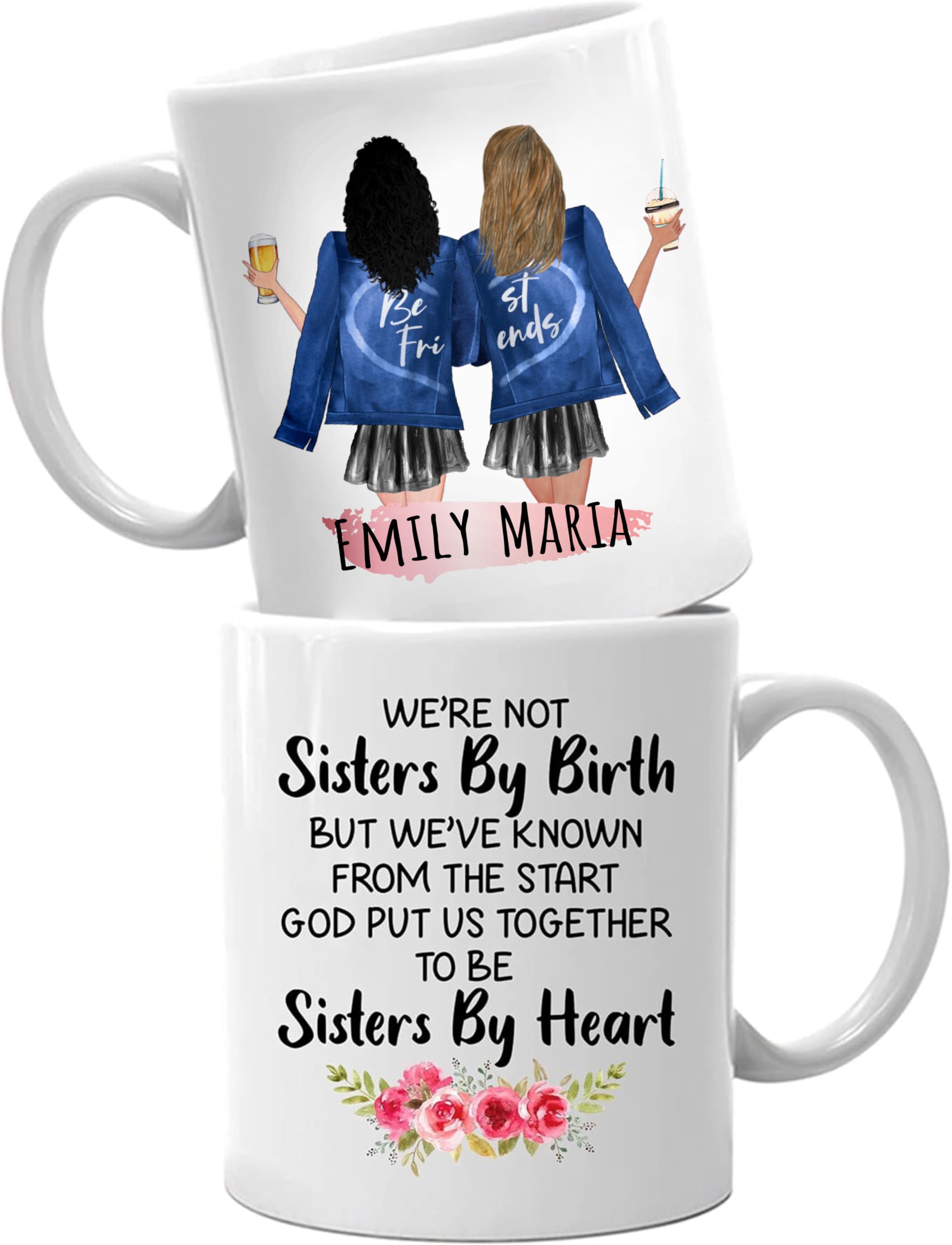 EKAM Personalised Besties Mug - Personalised Tea Mug - Coffee Cup - Customizable with Name and Quote - Friendship Gift for Women, BFF Birthday Present for Her, Gift for her Tea Coffee Mug - 11oz