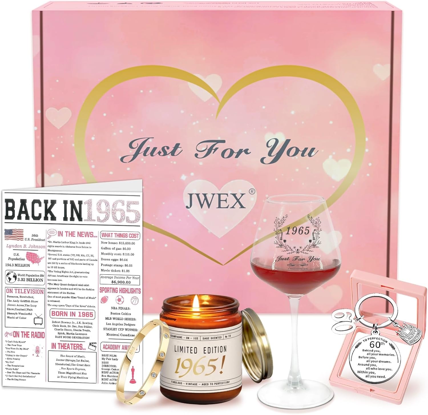 JWEX 60th Birthday Gifts Women, 60TH Birthday Gifts for Her, 60th Anniversary for Friends, Daughter, Sister Mom - Turning 60 Present