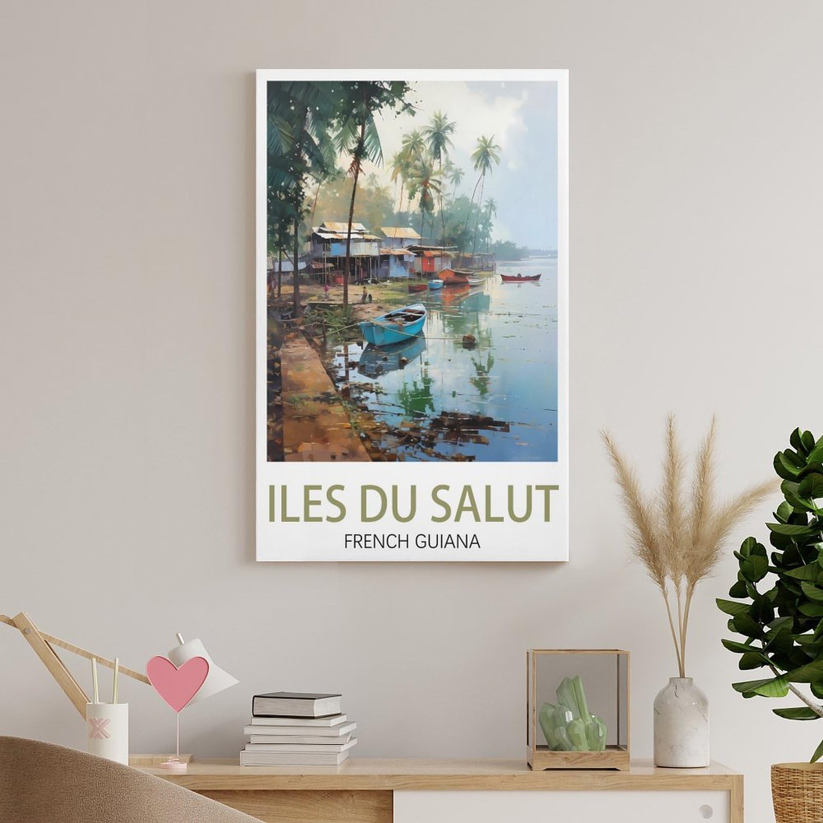 CNAHEIZ Iles Du Salut Französisch-Guayana Vintage-Reiseposter, 40 x 60 cm, Leinwand-Kunstdruck, Gemälde für Wanddekoration, Wohnzimmer, Schlafzimmer