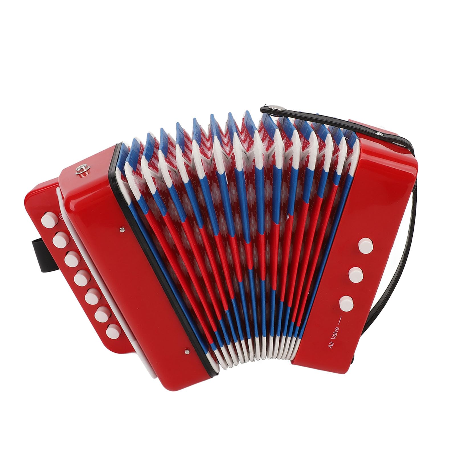 Mini Accordion 7 Key 2 Bass, Instrumento de educación musical, material ABS con fuelle de cuero, Guía de aprendizaje incluida, portátil con hebilla de cinturón