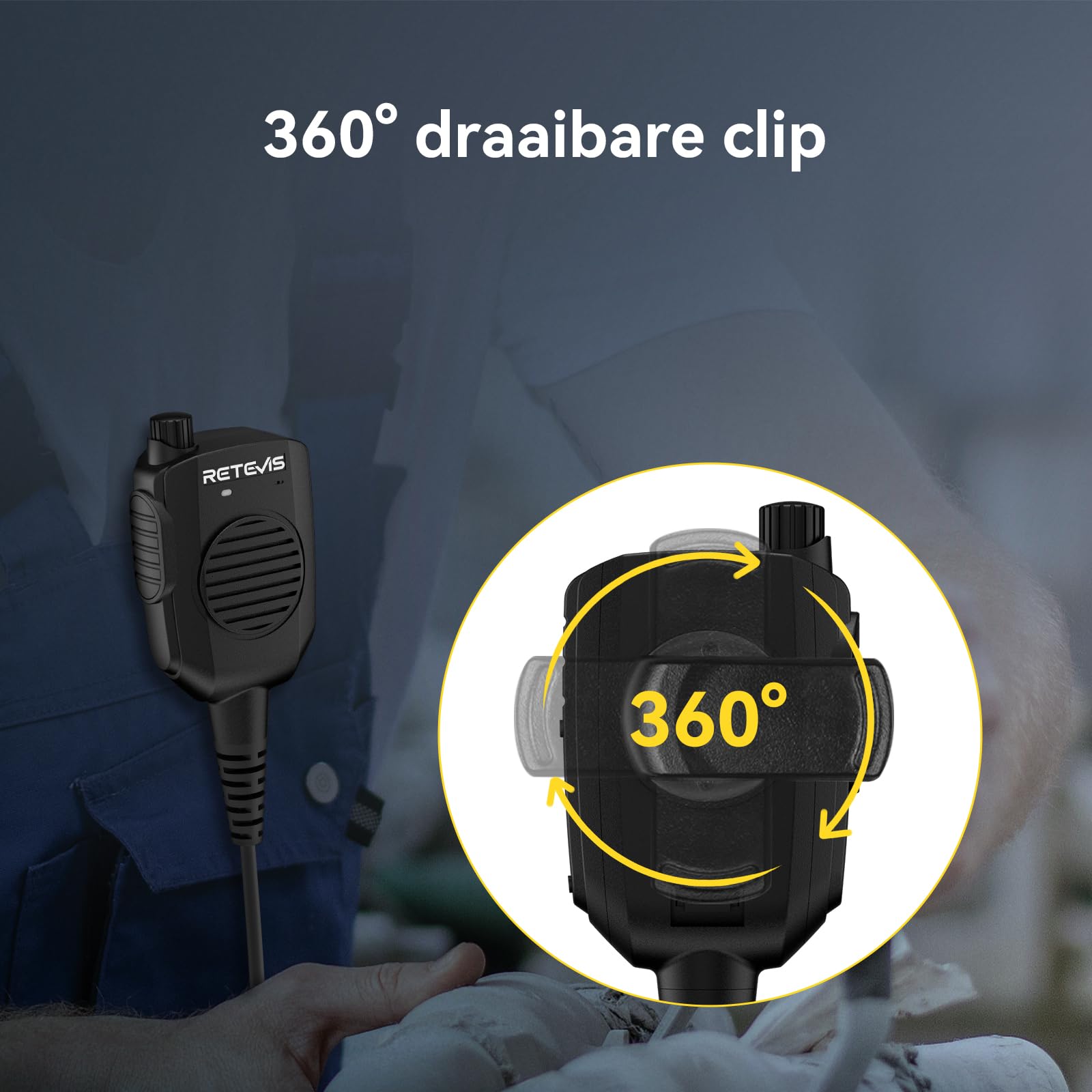 Retevis HK011 Lautsprecher mit Mikrofon, KI-Rauschunterdrückung, 3,5-mm-Klinke, IP54, kompatibel mit Baofeng UV-5R, BF-88E, RT24, RT27, RT668, H777 eSynic, Jucjet (2 Stück)