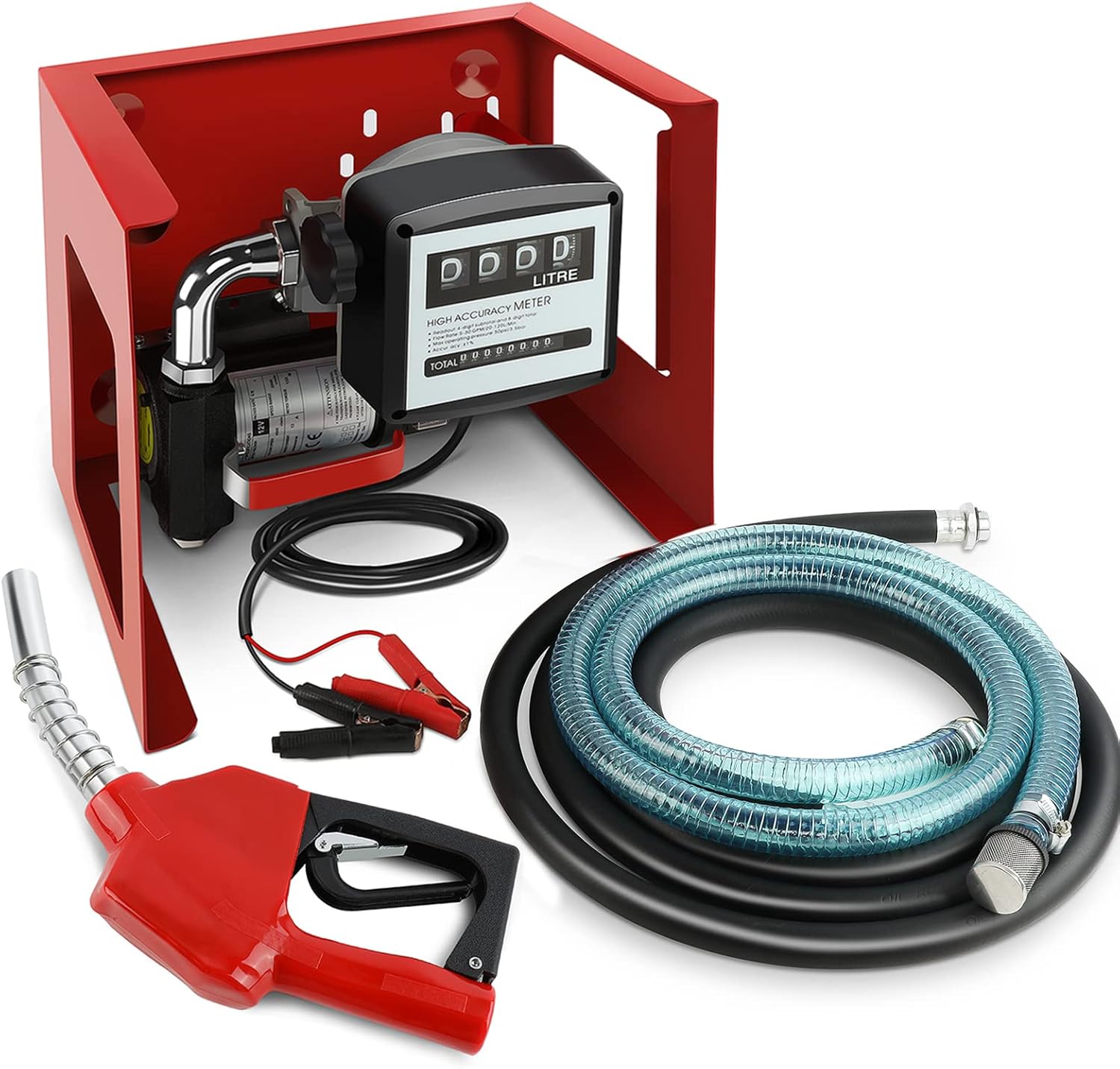 Cuilvu 12V DC 155W Automatic Transfer Fuel Pump Meter Large