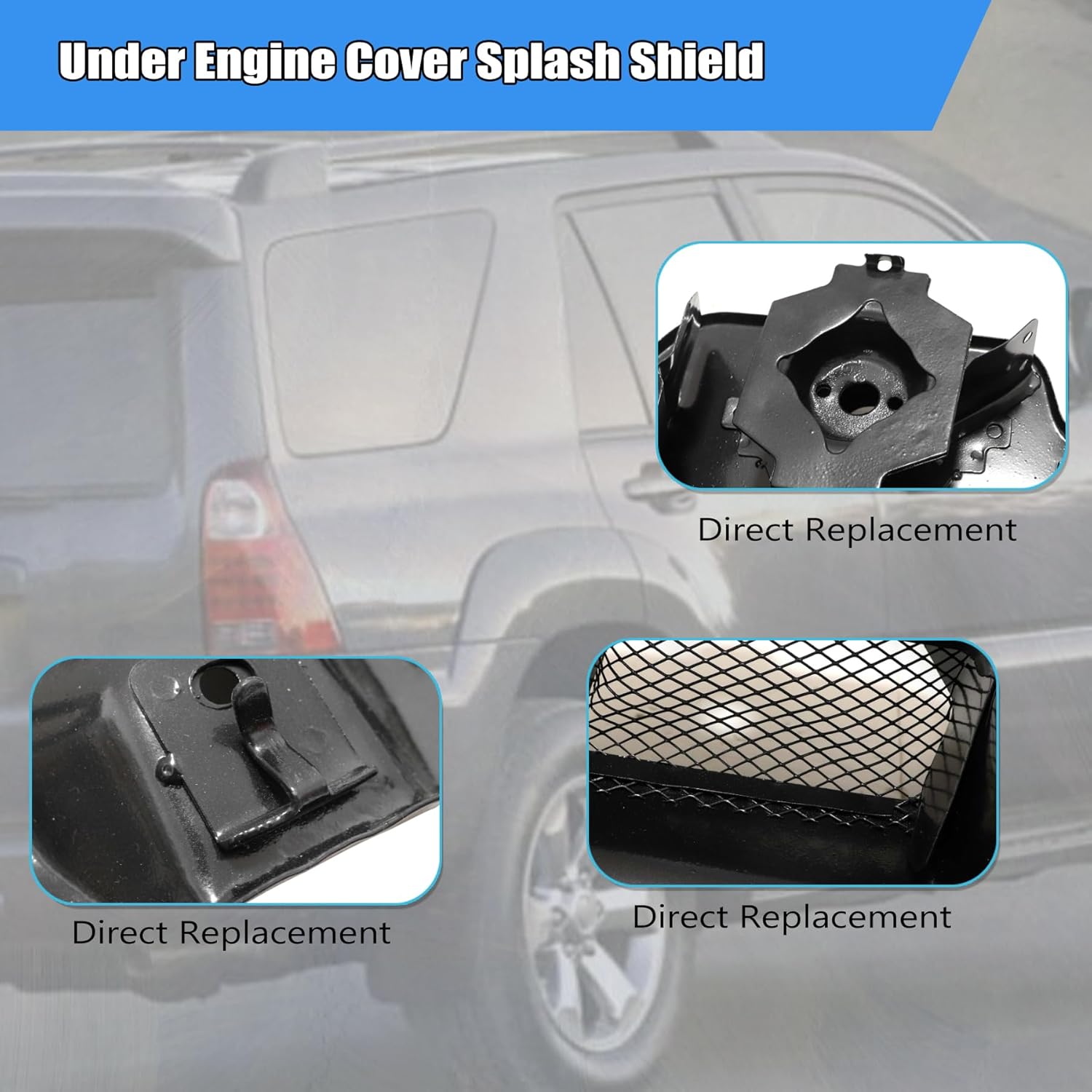 XQSMWF Black Engine Under Splash Shield Cover Compatible with Toyota 4Runner Lexus GX470 2003-2009 for Toyota FJ Cruiser 2007 2008 2009 51405-35101, 5140535101 Under Engine Cover Splash Shield