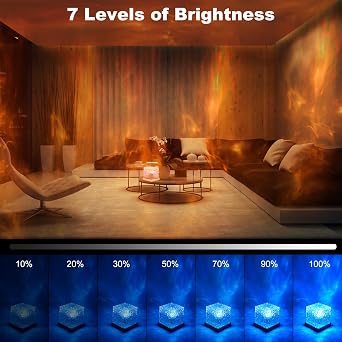 Galaxy Projector Night Light for Bedroom, Touch Lamps Bedside Star Projector for Kids, Ice Cube Ocean Wave Sensory Lights 16 Color Adjustable Brightness Crystal Lamp (Ice Cube) [Energy Class A]