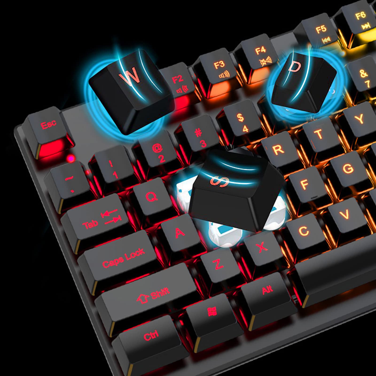 ADMLZQQ Mechaniczna klawiatura gamingowa z podświetleniem LED RGB, niebieskie przełączniki z funkcją Anti-Ghosting, 104 klawisze francuskiej klawiatury gamingowej AZERTY, przewodowa klawiatura USB do