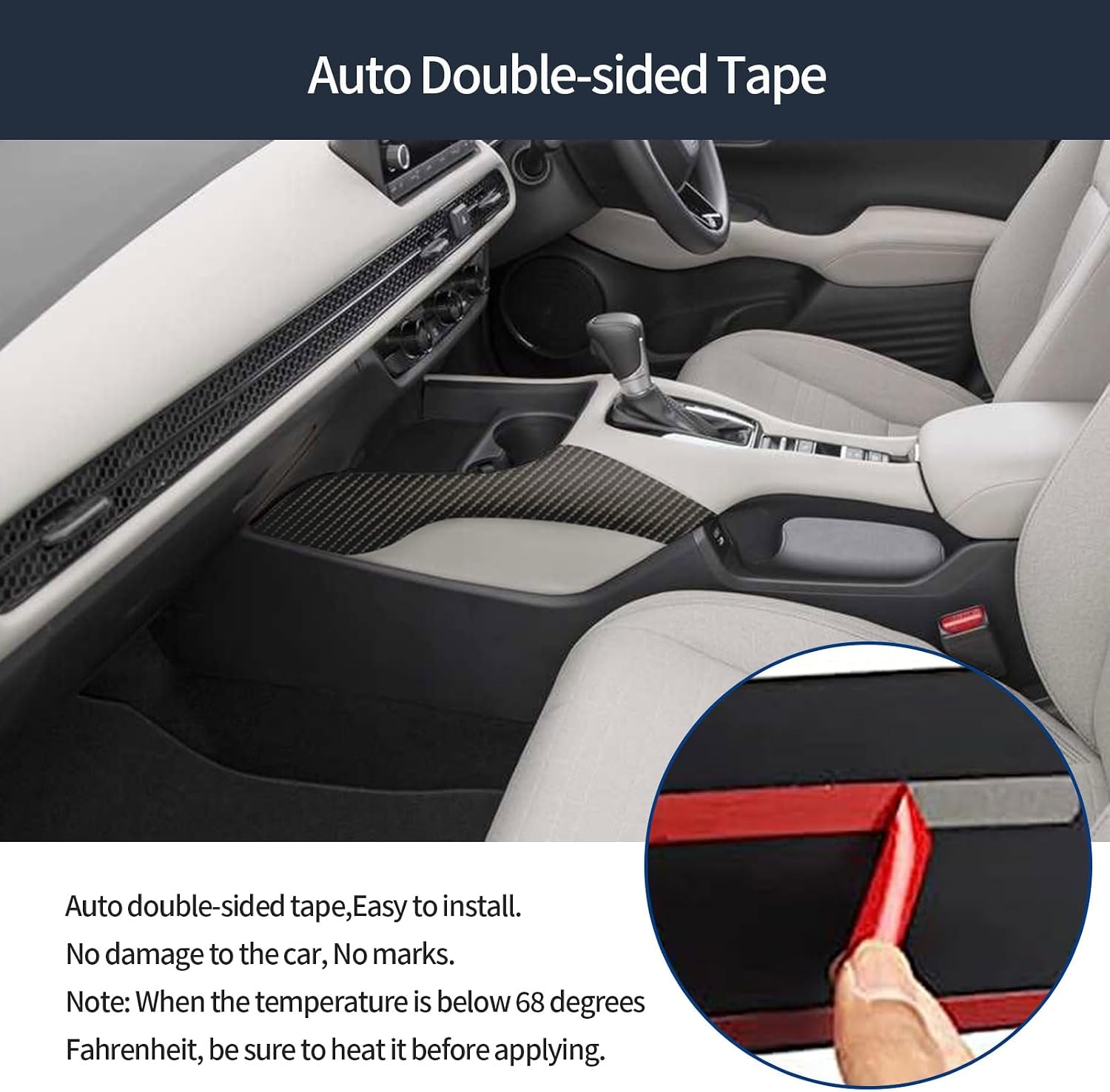 Gear Shift Side Panel Cover Trims Compatible with Honda New HRV HR-V 2026 2025 2024 2023 Interior Car Accessories ABS 2PC(Carbon Fiber Style)